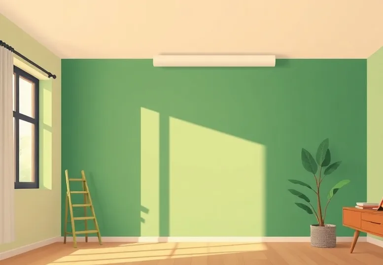 Pose de papier peint, rouleau et brosse à maroufler
